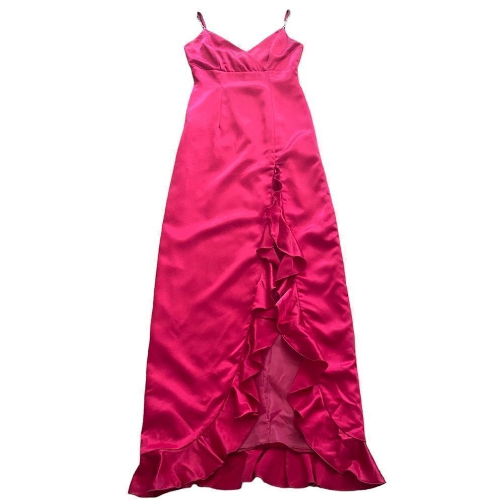 Panoply | Vintage Hot Pink Ruffle Maxi Dress, Size 7/8